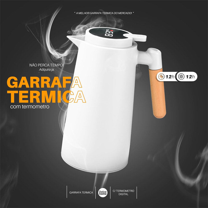 Garrafa Térmica 1L Café com Termômetro Digital na Tampa